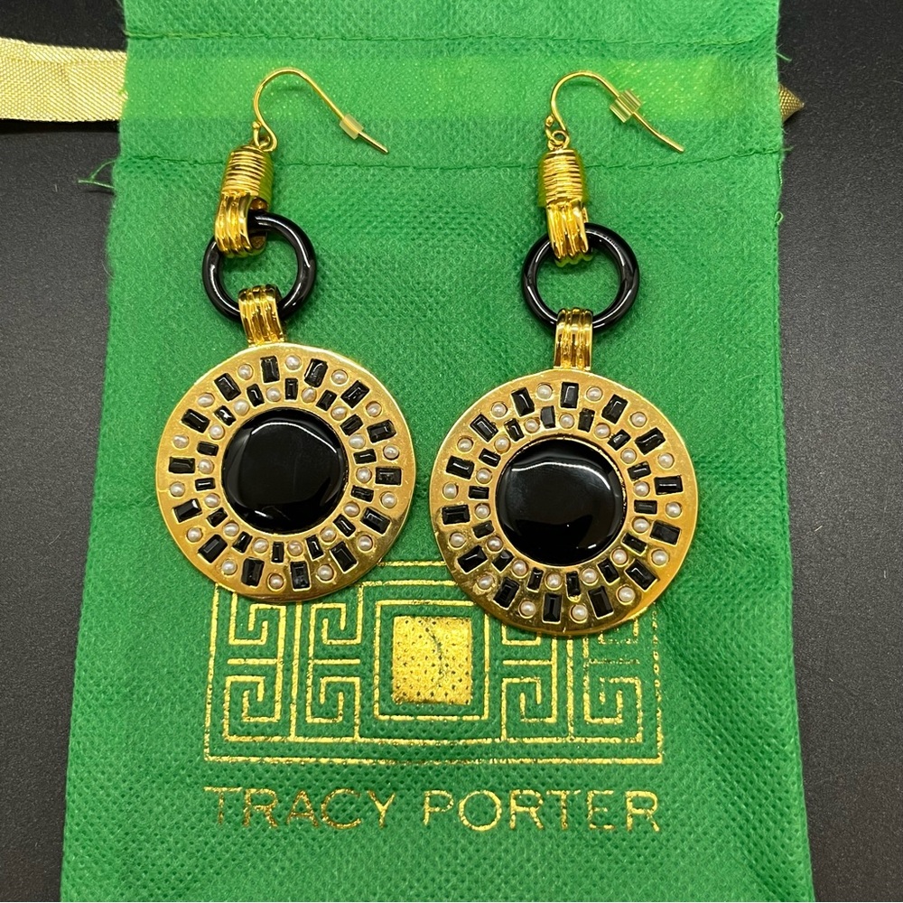 Tracy Porter Gold and Black Earrings
